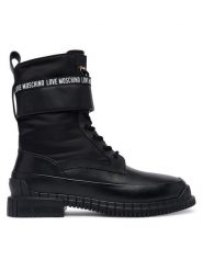 LOVE MOSCHINO Trzewiki JA24053G1PIN100A Czarny. Czarne botki Love Moschino, bez wzorów, ze skóry, bez obcasa, na płaskiej podeszwie, bez zapięcia. Za 1,099.00 zł.