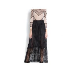 Koronkowa spódnica maxi. Czarne spódnice Sax35th by alicja czarniecka, na lato, l, bez wzorów, z jedwabiu, maxi, dopasowane. Za 400.00 zł.