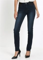 Dżinsy Skinny, mid waist, ze stretchem. Niebieskie jeansy bonprix, bez wzorów. Za 117.99 zł.