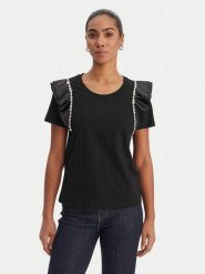 Fracomina Bluzka FR26ST3039J40001 Czarny Regular Fit. Czarne bluzki Fracomina, s, bez wzorów, z bawełny, bez kołnierzyka, bez ramiączek. Za 329.99 zł.