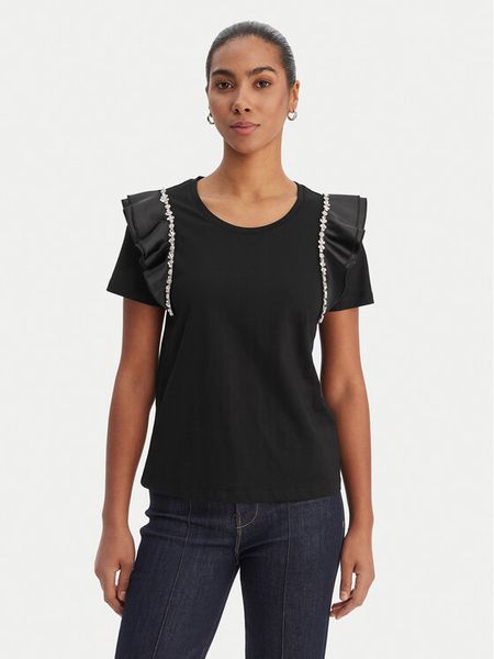 Fracomina Bluzka FR26ST3039J40001 Czarny Regular Fit. Czarne bluzki Fracomina, xs, bez wzorów, z bawełny, bez kołnierzyka, bez ramiączek. Za 329.99 zł.