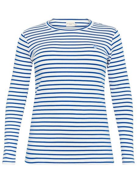 KAFFE curve Koszulka w kolorze biało-niebieskim rozmiar: L. Białe bluzki KAFFE curve, l, bez wzorów, bez kołnierzyka, bez ramiączek. Za 69.91 zł.