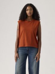 Levi's Top w kolorze jasnobrązowym rozmiar: XS. Brązowe topy Levi's®, s, bez wzorów, z bawełny, bez kołnierzyka, bez ramiączek. Za 48.85 zł.
