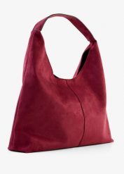 Torebka typu shopper z imitacji skóry welurowej. Czerwone shopper bonprix, bez wzorów, ze skóry, duże, bez dodatków. Za 124.99 zł.