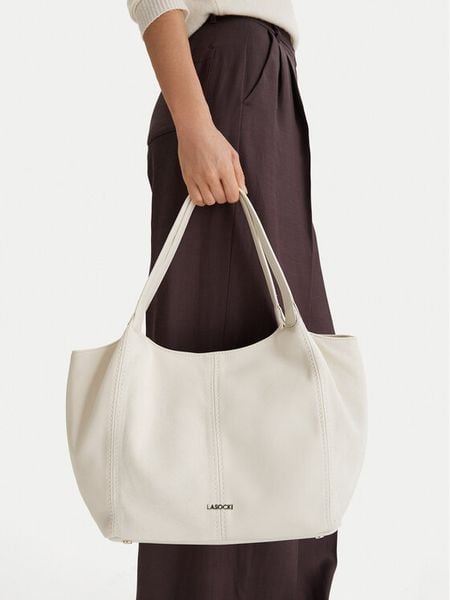 Lasocki Torebka CEO-LSK-X-001-09 Écru. Białe shopper Lasocki, bez wzorów, z materiału, bez dodatków. Za 199.99 zł.