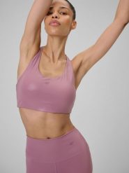 4F Biustonosz do jogi z niskim wsparciem damski - różowy L. Czerwone bielizna sportowa 4f, l, bez wzorów, z gumy. Za 129.99 zł.