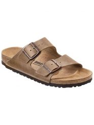 Birkenstock Skórzane klapki "Arizona" w kolorze jasnobrązowym rozmiar: 42. Brązowe klapki Birkenstock, bez wzorów, z otwartym noskiem, bez obcasa. Za 436.14 zł.