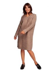Be Wear Dzianinowa sukienka w kolorze jasnobrązowym rozmiar: S/M. Brązowe sukienki Be Wear, m, bez wzorów, z dzianiny, bez kołnierzyka, bez ramiączek, mini. Za 208.45 zł.