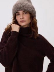 Czapka z wełną alpaki - brązowy. Brązowe czapki Reserved, bez wzorów, z wełny. Za 89.99 zł.