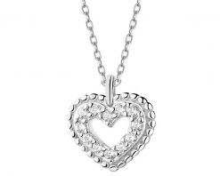 Naszyjnik srebrny z cyrkoniami - serce. Szare naszyjniki Apart, z cyrkonią, srebrne. Za 189.00 zł.