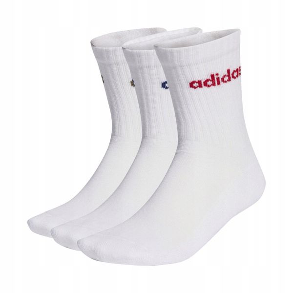 Skarpety adidas Cushioned Linear Crew 3 pary białe. Białe skarpety Adidas, bez wzorów, z tkaniny. Za 33.90 zł.