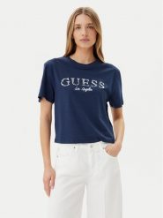 Guess T-Shirt V5GI09 K9RM1 Granatowy Regular Fit. Niebieskie t-shirty Guess, xxs, z aplikacjami, z bawełny, bez kołnierzyka, bez ramiączek. Za 119.99 zł.