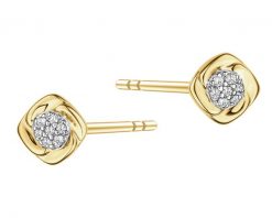 Kolczyki z żółtego złota z diamentami - 0,05 ct - próba 585. Żółte kolczyki Apart, z diamentem, złote. Za 1,369.00 zł.