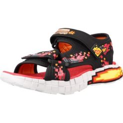 Sandały SKECHERS 402161L Czarny. Czarne sandały Skechers, bez wzorów, z materiału, bez obcasa, bez zapięcia. Za 159.99 zł.