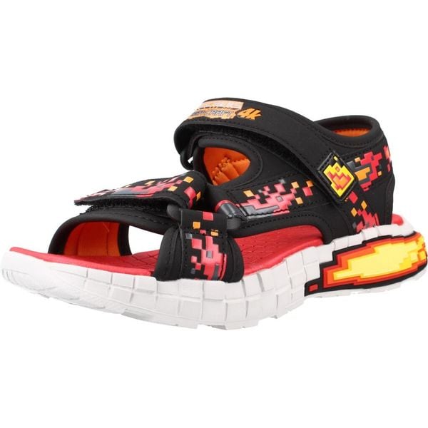 Sandały SKECHERS 402161L Czarny. Czarne sandały Skechers, bez wzorów, z materiału, bez obcasa, bez zapięcia. Za 159.99 zł.