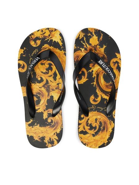 Versace Jeans Couture Japonki 80VA3SQ7 ZSS80 Czarny. Czarne klapki Versace Jeans Couture, bez wzorów, z jeansu, bez obcasa. Za 152.99 zł.