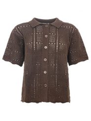 Zwillingsherz Koszulka polo w kolorze brązowym rozmiar: S/M. Brązowe bluzki Zwillingsherz, m, bez wzorów, z bawełny, bez kołnierzyka, bez ramiączek. Za 184.02 zł.