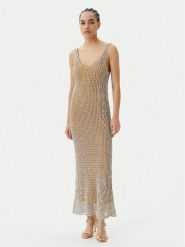 PINKO Sukienka dzianinowa Viggiano Abito 104889 A2FB Beżowy Slim Fit. Brązowe sukienki Pinko, xs, bez wzorów, z dzianiny, bez kołnierzyka, bez ramiączek. Za 1,069.00 zł.