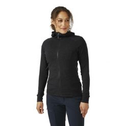 Bluza z kapturem damska Rab Nexus Hoody z kapturem. Czarne bluzy RAB, bez wzorów, z kapturem. Za 314.99 zł.