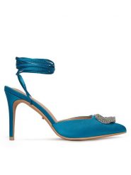 DeeZee Szpilki ZALFA5304-23 Niebieski. Niebieskie szpilki DeeZee, bez wzorów, z materiału, bez obcasa, na szpilce, bez zapięcia. Za 159.99 zł.