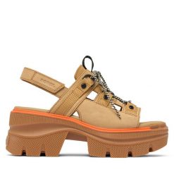 Sandały Sorel. Brązowe sandały Sorel, bez wzorów, bez obcasa, na słupku, bez zapięcia. Za 499.99 zł.