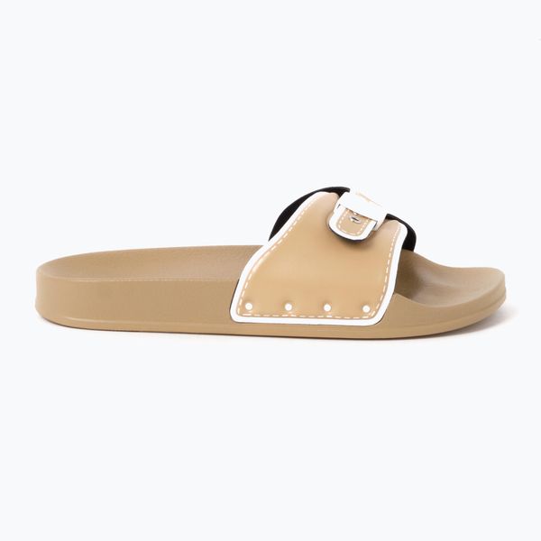 Klapki damskie Scholl Pescura Moon Pu Sp. Brązowe klapki Scholl, bez wzorów, z elastanu, bez obcasa. Za 175.99 zł.