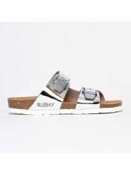 Blue Bay Klapki "Delta" w kolorze srebrnym rozmiar: 40. Szare klapki Blue Bay, bez wzorów, z otwartym noskiem, bez obcasa. Za 140.86 zł.
