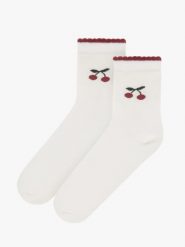 Skarpetki za kostkę damskie. Białe skarpety Ryłko, bez wzorów, z materiału. Za 24.99 zł.
