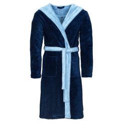 Szlafrok Poppy. Niebieskie szlafroki Vossen, xl, bez wzorów, z bawełny, bez ramiączek, z kapturem. Za 415.00 zł.