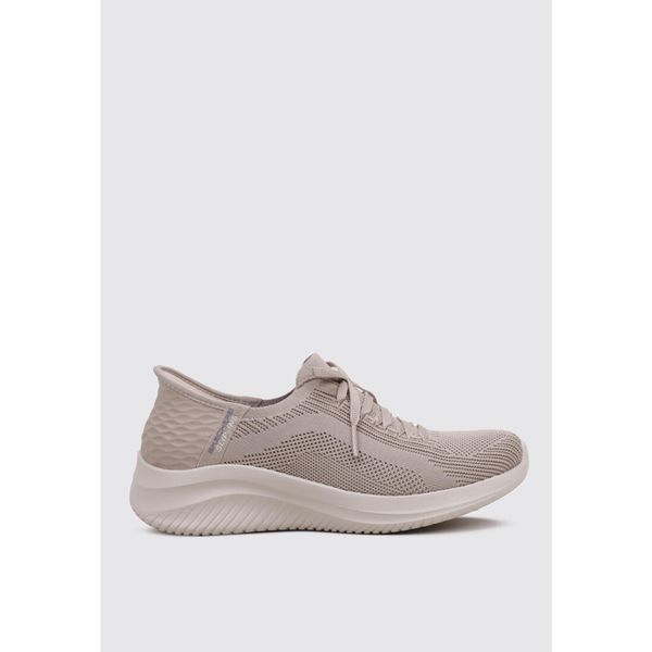 Buty sportowe Sneakersy damskie, Slip-Ins Ultra Flex 3.0 - Brilliant. Brązowe obuwie sportowe Skechers, z materiału, bez zapięcia, trekkingowe. Za 339.99 zł.