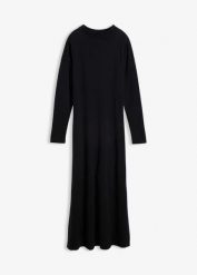 Długa sukienka z cienkiej tkaniny z kaszmirem. Czarne sukienki bonprix, bez wzorów, z kaszmiru, bez kołnierzyka, bez ramiączek, maxi, rozkloszowane. Za 129.99 zł.