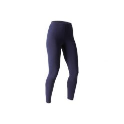 Legginsy Slim Gym & Pilates Stretch 100 damskie. Niebieskie legginsy DOMYOS, l, bez wzorów, z bawełny. Za 19.99 zł.