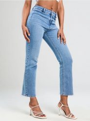 Jeansy flare - niebieski. Niebieskie jeansy Sinsay, l, bez wzorów. W wyprzedaży za 39.99 zł.