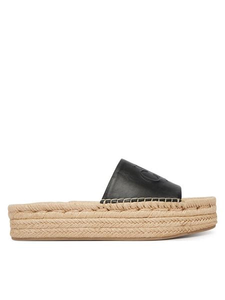 Calvin Klein Espadryle Flatf Espa Mule Lth Mg HW0HW03027 Czarny. Czarne espadryle Calvin Klein, bez wzorów, ze skóry, bez obcasa, bez zapięcia. Za 258.99 zł.