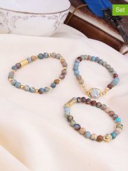 L'Atelier de Gaia Bransoletki (3 szt.) z kamieniami ozdobnymi i perłą rozmiar: onesize. Niebieskie bransoletki L'Atelier de Gaia, z perłą, z mosiądzu. Za 101.47 zł.