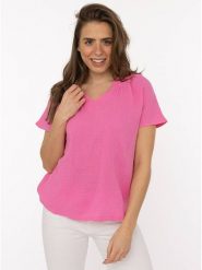 Zwillingsherz Muślinowa bluzka w kolorze różowym rozmiar: onesize. Różowe bluzki Zwillingsherz, bez wzorów, z bawełny, bez kołnierzyka, bez ramiączek. Za 82.99 zł.