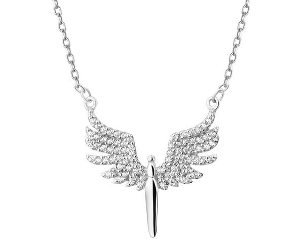 Naszyjnik srebrny z cyrkoniami - Feniks. Szare naszyjniki Apart, z cyrkonią, srebrne. Za 189.00 zł.