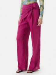 Marella Spodnie materiałowe Solista 2613131114 Różowy Relaxed Fit. Czerwone spodnie materiałowe Marella, bez wzorów, ze lnu. Za 969.99 zł.