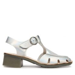 Sandały Fly London. Szare sandały Fly London, bez wzorów, bez obcasa, na słupku, bez zapięcia. Za 505.99 zł.