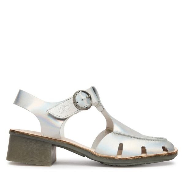 Sandały Fly London. Szare sandały Fly London, bez wzorów, bez obcasa, na słupku, bez zapięcia. Za 389.99 zł.
