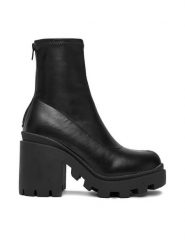 DeeZee Botki ZB362-2 Czarny. Czarne botki DeeZee, bez wzorów, z materiału, bez obcasa, na słupku, bez zapięcia. Za 179.99 zł.