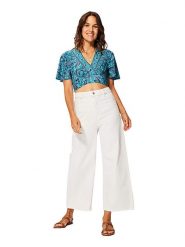 Ipanima Bluzka w kolorze turkusowo-granatowym rozmiar: 34-40. Niebieskie bluzki Ipanima, bez wzorów, bez kołnierzyka, bez ramiączek. Za 43.99 zł.