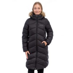 Płaszcz puchowy damski Montreaux. Czarne płaszcze Marmot, s, bez wzorów, z puchu, bez kaptura. Za 1,442.15 zł.