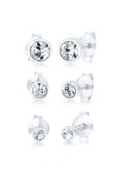 Elli Damski zestaw kolczyków sztyftów mieniących się kryształami w srebrze próby 925 Sterling Silver Kolczyki 1 ct. Szare kolczyki Elli, srebrne, na sztyftcie. Za 238.99 zł.