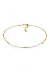 Elli Damski łańcuszek na kostkę płaski z koralikami, elegancki ze srebra pozłacanego 925 Sterling Silver Bransoletki na nogę 1 ct. Szare bransoletki Elli, pozłacane. Za 203.99 zł.