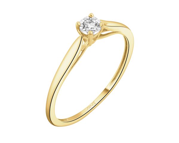 Pierścionek z żółtego i białego złota z brylantem - 0,05 ct - próba 585. Białe pierścionki Apart, z brylantem, złote. Za 1,590.00 zł.