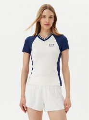 EA7 Emporio Armani Koszulka techniczna 7W000199 AF13282 M0058 Biały Regular Fit. Białe koszulki sportowe EA7 Emporio Armani, bez wzorów, z syntetyku, bez ramiączek, tenisowe. Za 219.99 zł.