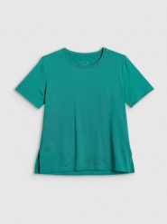 4F Koszulka treningowa loose szybkoschnąca damska - turkusowa XXL. Niebieskie bluzki 4f, xxl, bez wzorów, bez kołnierzyka, bez ramiączek. Za 79.99 zł.