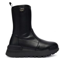 Botki Liu Jo. Czarne botki Liu Jo, bez wzorów, bez obcasa, na płaskiej podeszwie, bez zapięcia. Za 799.99 zł.