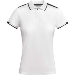 Damska Sportowa Koszulka Polo Tamil Z Krótkim Rękawem. Białe koszulki polo ROLY, xl, bez wzorów, bez kołnierzyka, bez ramiączek. Za 64.99 zł.